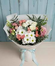 Букет цветов из:  Розы, Лизиантусы и Хризантемы в Тейково