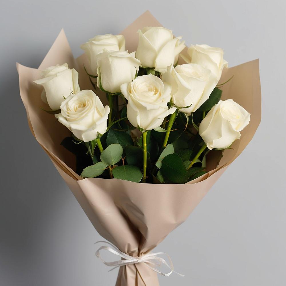 Букет 9 Белых роз Эдлесс Лав в Тейково