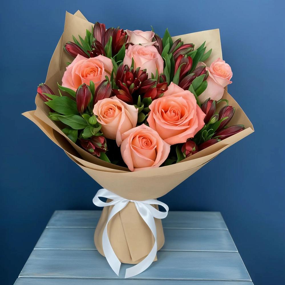 Букет цветов из: Розы и Альстромерии в Тейково