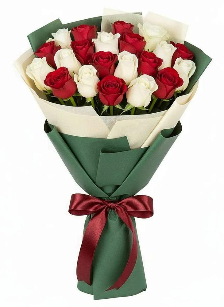 Букет Микс из красных и белых роз в Тейково