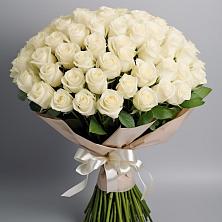 Букет 101 беля роза Белоснежка в Тейково