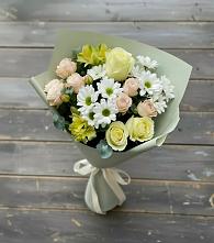 Букет цветов из:  Альстромерии, Розы и Хризантемы в Тейково