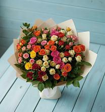 Букет Микс из разноцветных кустовых роз в Тейково